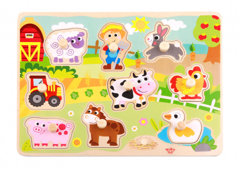Toky Toy Educational Holzform Puzzle Farm 10-teilige