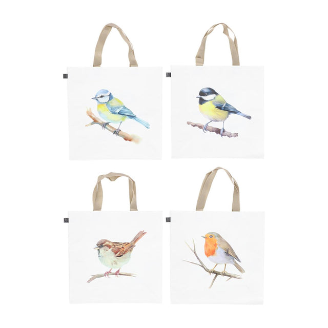 Esschert Design Einkaufstasche Aquarell Vogel sortiert. 40 x 14,5 x 40 cm pro Seite