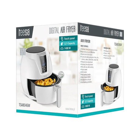 Teesa Digital Air Fryer Heißluftfritteuse 1400 Watt 3,2l weiß