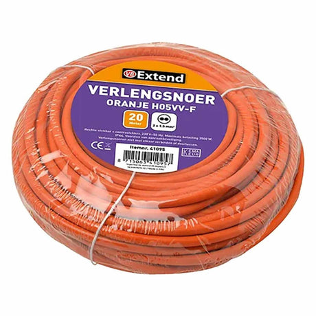 Verlängerungskabel 20 m ungeerdet 2x1,5 mm h05vv orange