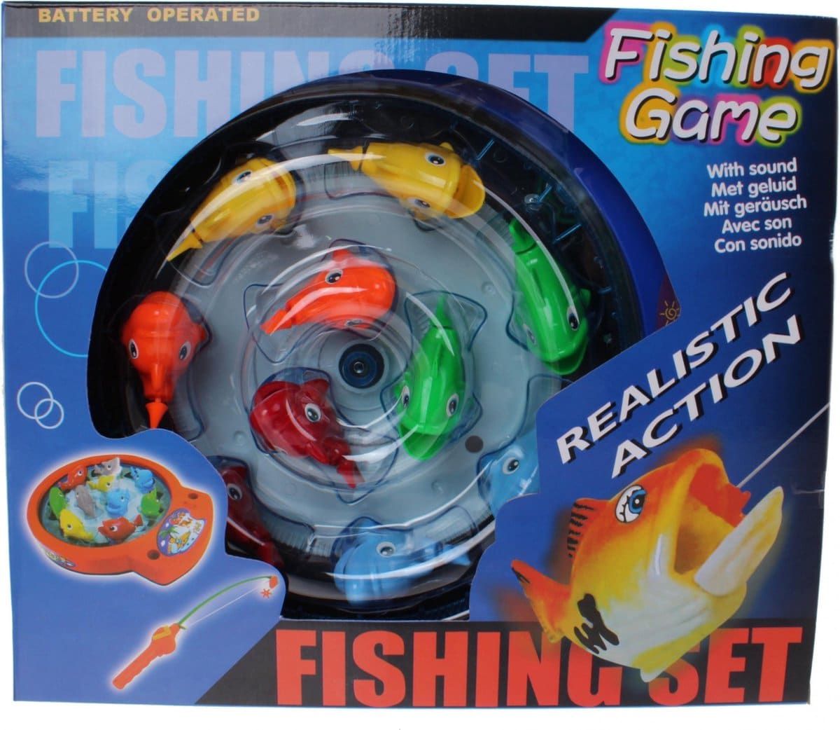 Bongers Spielzeug-Angelspiel mit 10 Fischen, batteriebetrieben