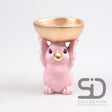Season inspired decoration vogel met schaal 14x11x21cm roze