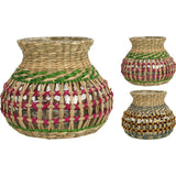 Cosydecor vaas windlicht zeegras met glas h15cm