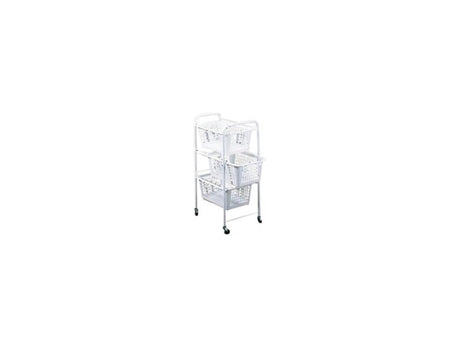 Metaltex Lagerregal mit Rädern + 3 Körbe 30x38x68 cm weiß