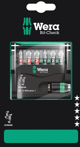 Wera 05136385001 12-teiliges Bit-Check Bitorsion 1 Bit-Set in Kassette – 05136385001