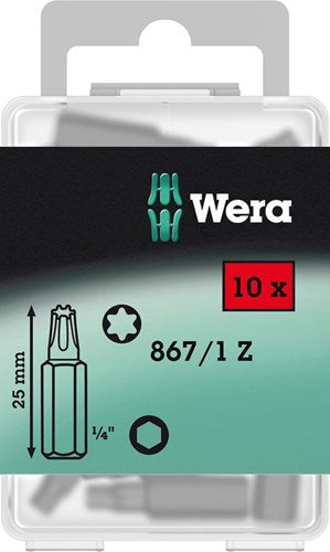Wera 867 1 Z Torx®-Bits, tx 15 x 25 mm (10 Bits pro Box) – 1 Stück – 05072407001