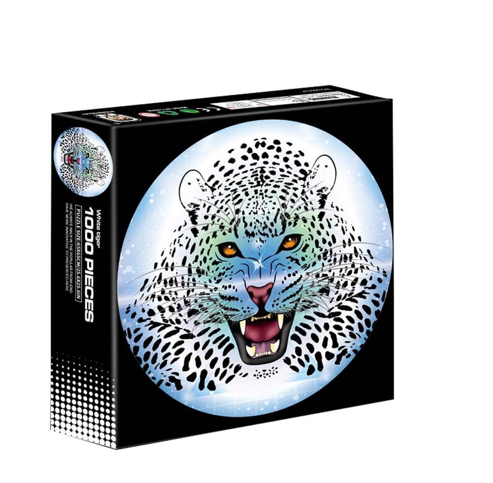 Einführungspuzzle rund – Weißer Tiger – 1000 Teile