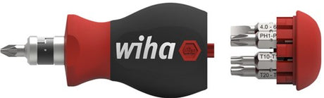 Wiha Schraubendreher mit Bitmagazin Stubby (schwarz rot, 7 Doppelbits)