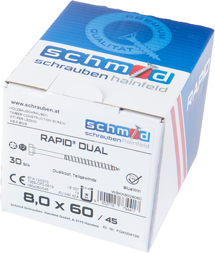 Schmid schrauben rapid-dual tx+6k 8,0x60 30 bv - wskk8028060
