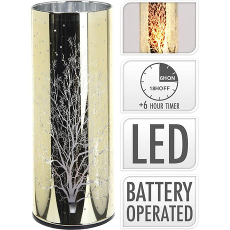 Home Styling Stimmungslichtglas mit LED-Beleuchtung – Gold – mit Flammenbeleuchtung – 20 cm (ohne Batterien)
