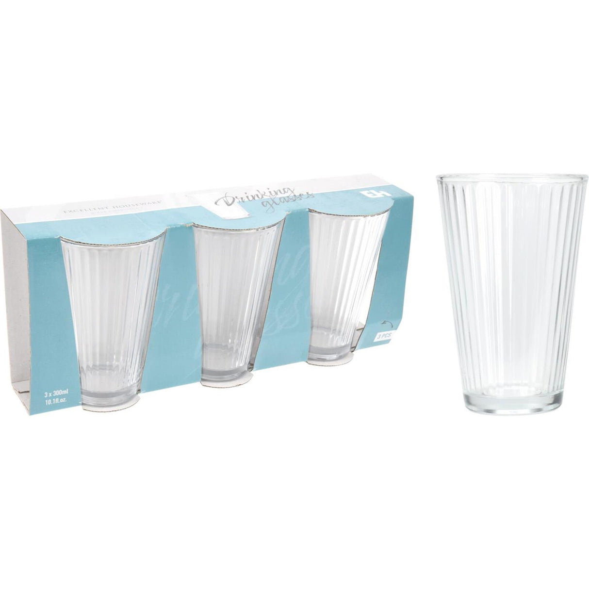 Excellent Houseware Trinkglas-Set, 3-teilig, 300 ml
