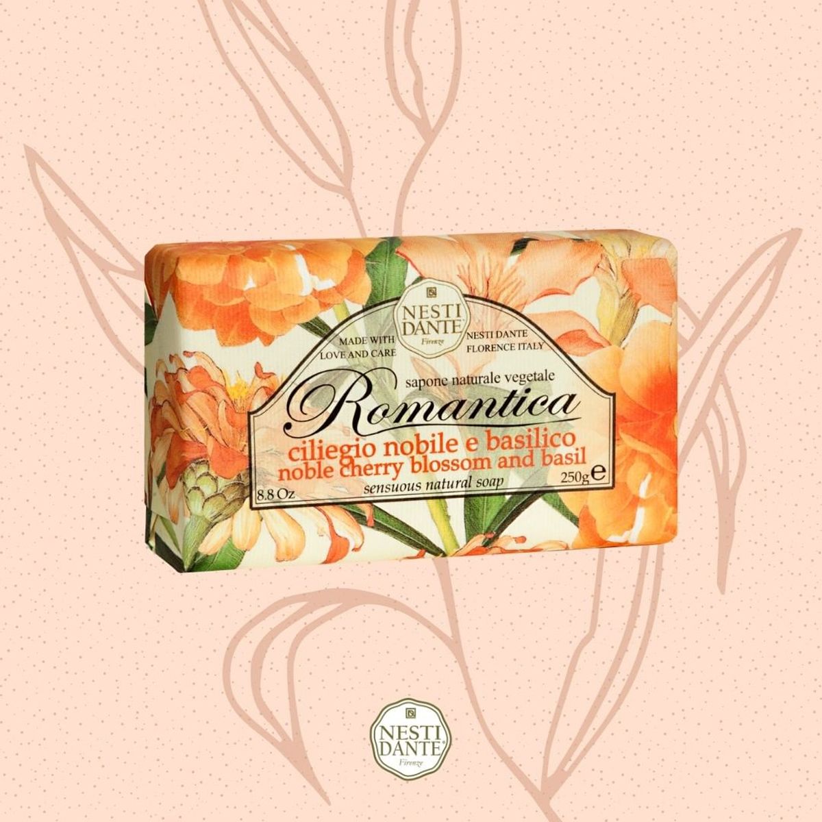 Nesti Dante Romantica edle Kirschblüten-Basilikum-Seife 250gr.