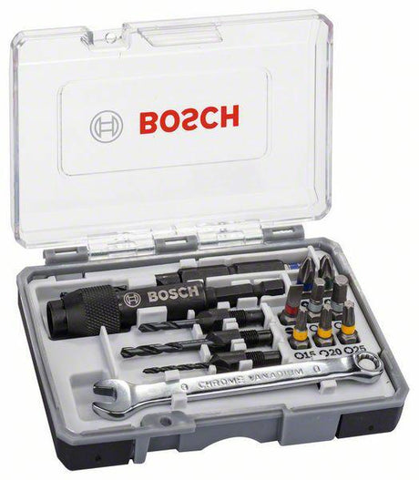 Bosch 20-teiliges Bohr- und Antriebsset - Bit-Set - mit HSS-Bohrern - Schraubenschlüssel
