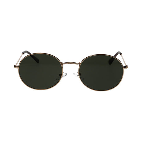 Spectrum-Sonnenbrille, flach, oval, goldfarben, Metall, grün, Unisex