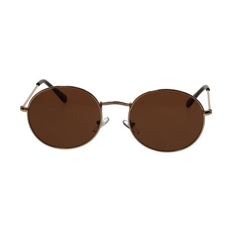 Spectrum-Sonnenbrille, flach, oval, goldfarben, Metall, braun, Unisex