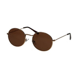 Spectrum-Sonnenbrille, flach, oval, goldfarben, Metall, braun, Unisex