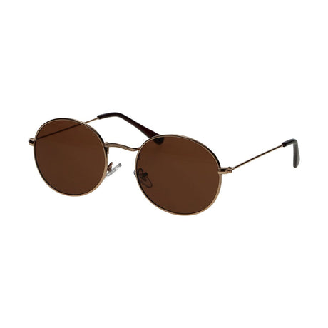 Spectrum-Sonnenbrille, flach, oval, goldfarben, Metall, braun, Unisex
