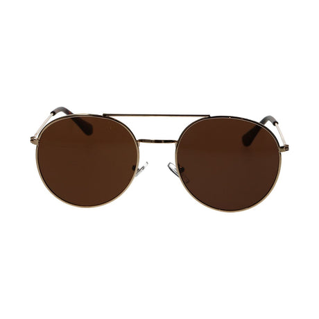 Spectrum-Sonnenbrille, rund, goldfarben, Metall, braun, Unisex