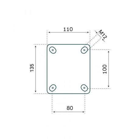 Zwenkwiel 200 mm met rem zwaarlast 800 kg.