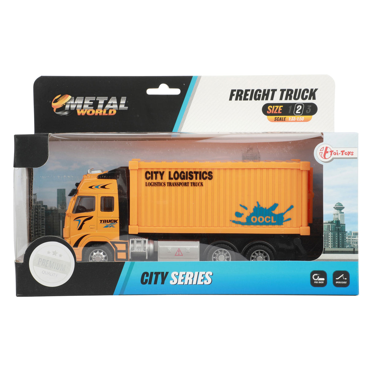 Toi-Toys Metall-Rückzug-Container-LKW 1:38