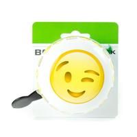 Widk fietsbel ding-dong emoticon zwinkern wach hellblau gelb (auf karte)