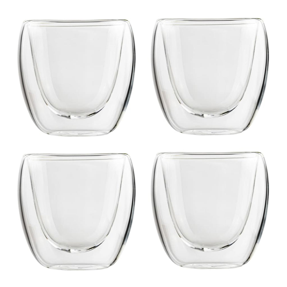 Hi Hi Espresso -Tassen doppelt gewaltet 4 St 80 ml transparent