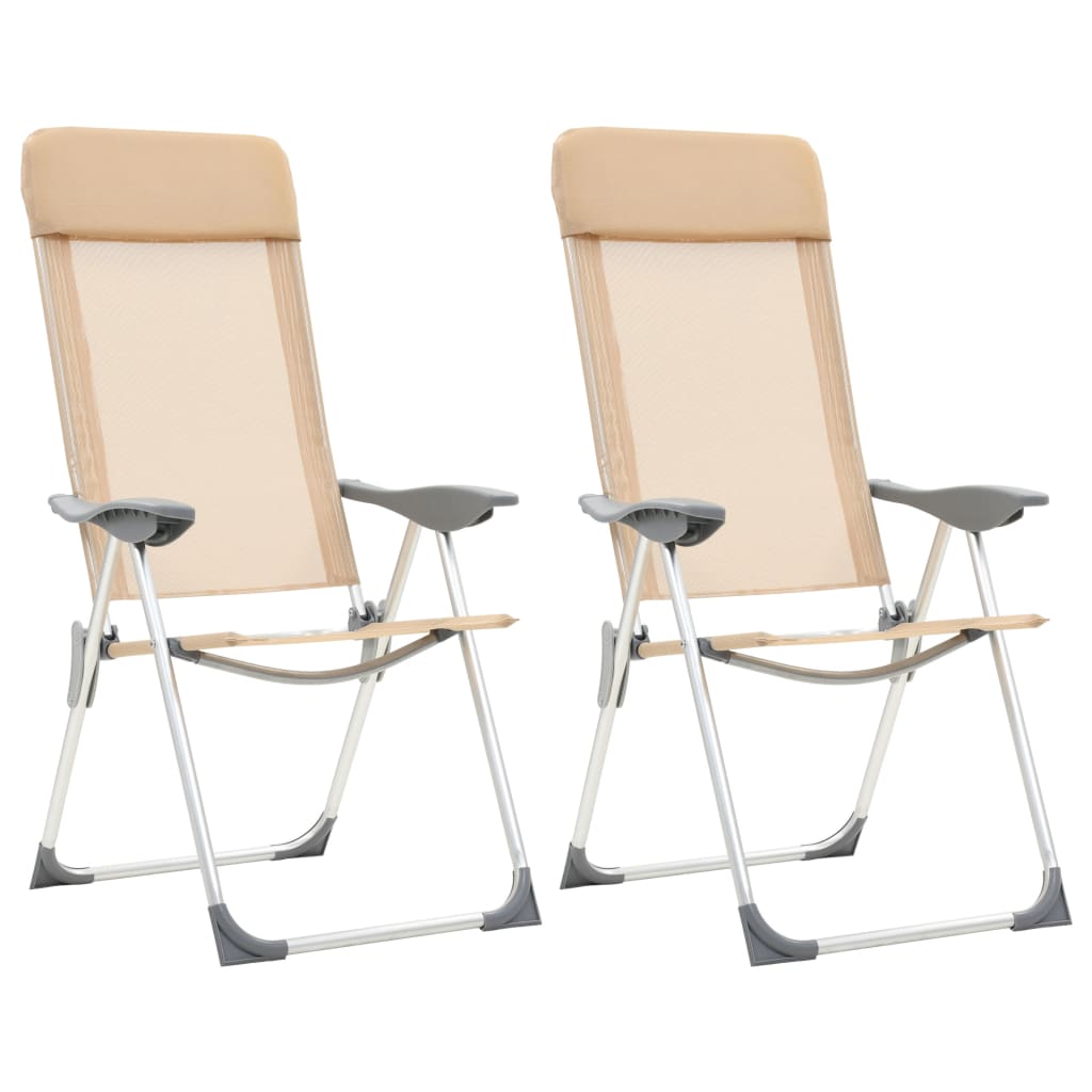 Vidaxl Campingstühle 2 PCs Klapper Aluminiumcreme Weiß