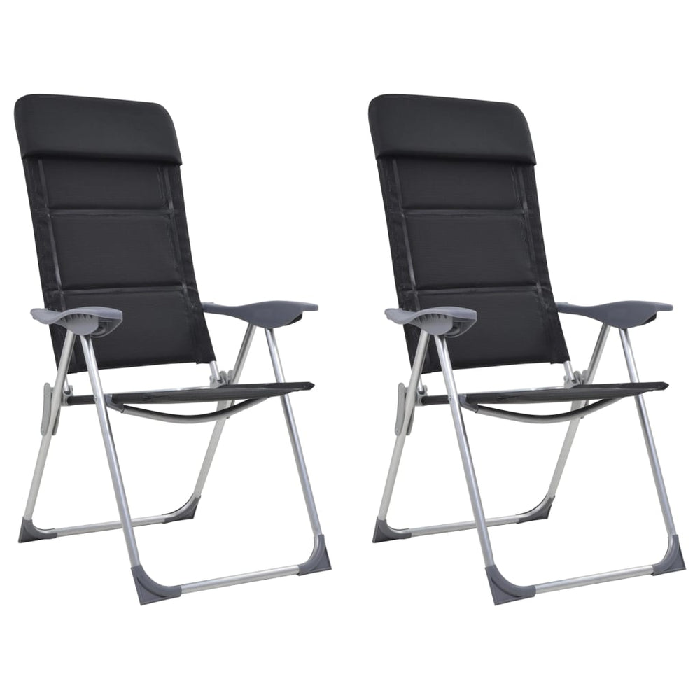 Vidaxl Campingstühle 58x69x111 cm Aluminium Black 2 PCs
