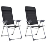 Vidaxl Campingstühle 58x69x111 cm Aluminium Black 2 PCs