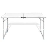 VIDAXL Camping Tabelle zusammenklappbar und einstellbar 120 x 60 cm Aluminium