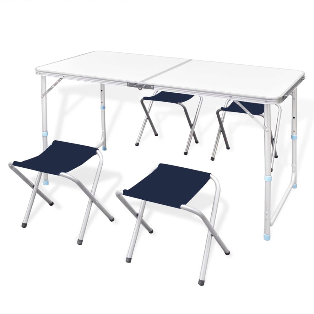 Vidaxl Camping Table zusammenklappbar und einstellbares Aluminium 120 x 60 cm 4 Stühle