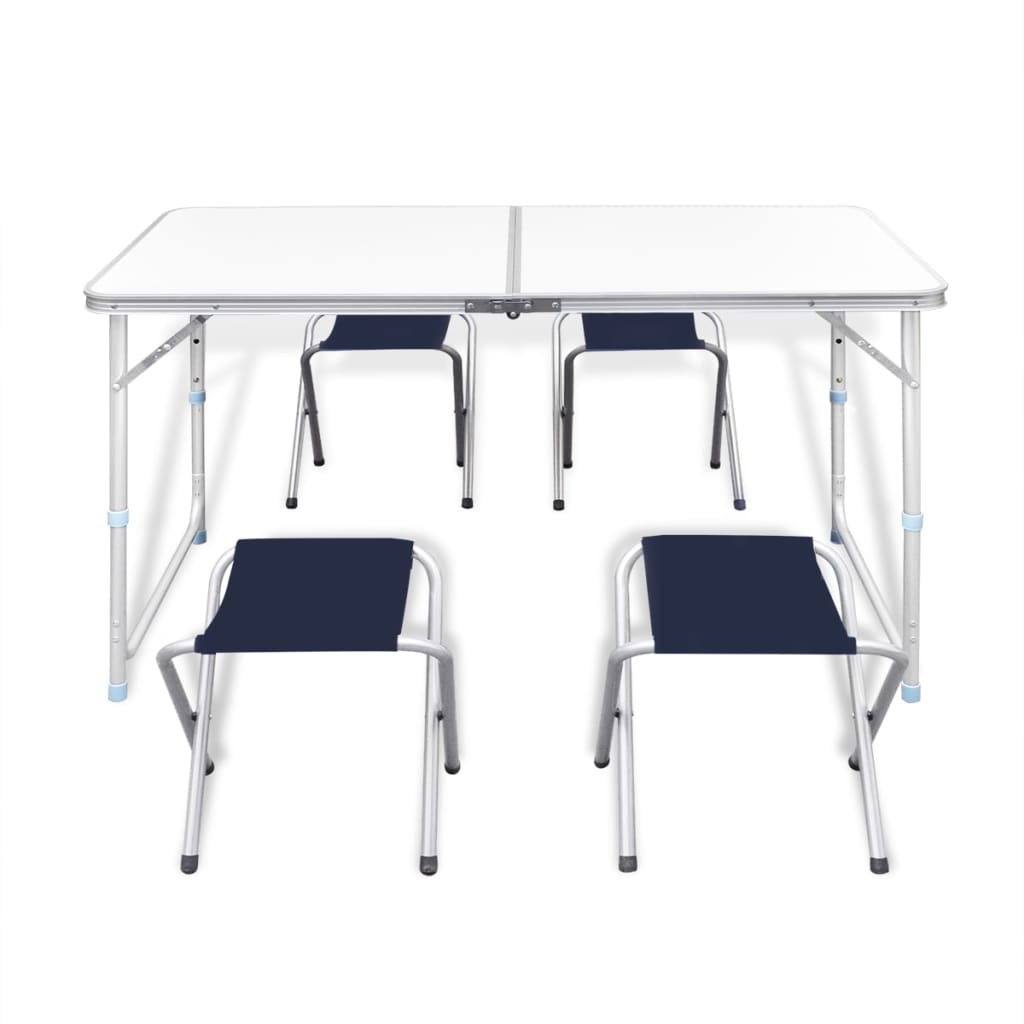 Vidaxl Camping Table zusammenklappbar und einstellbares Aluminium 120 x 60 cm 4 Stühle