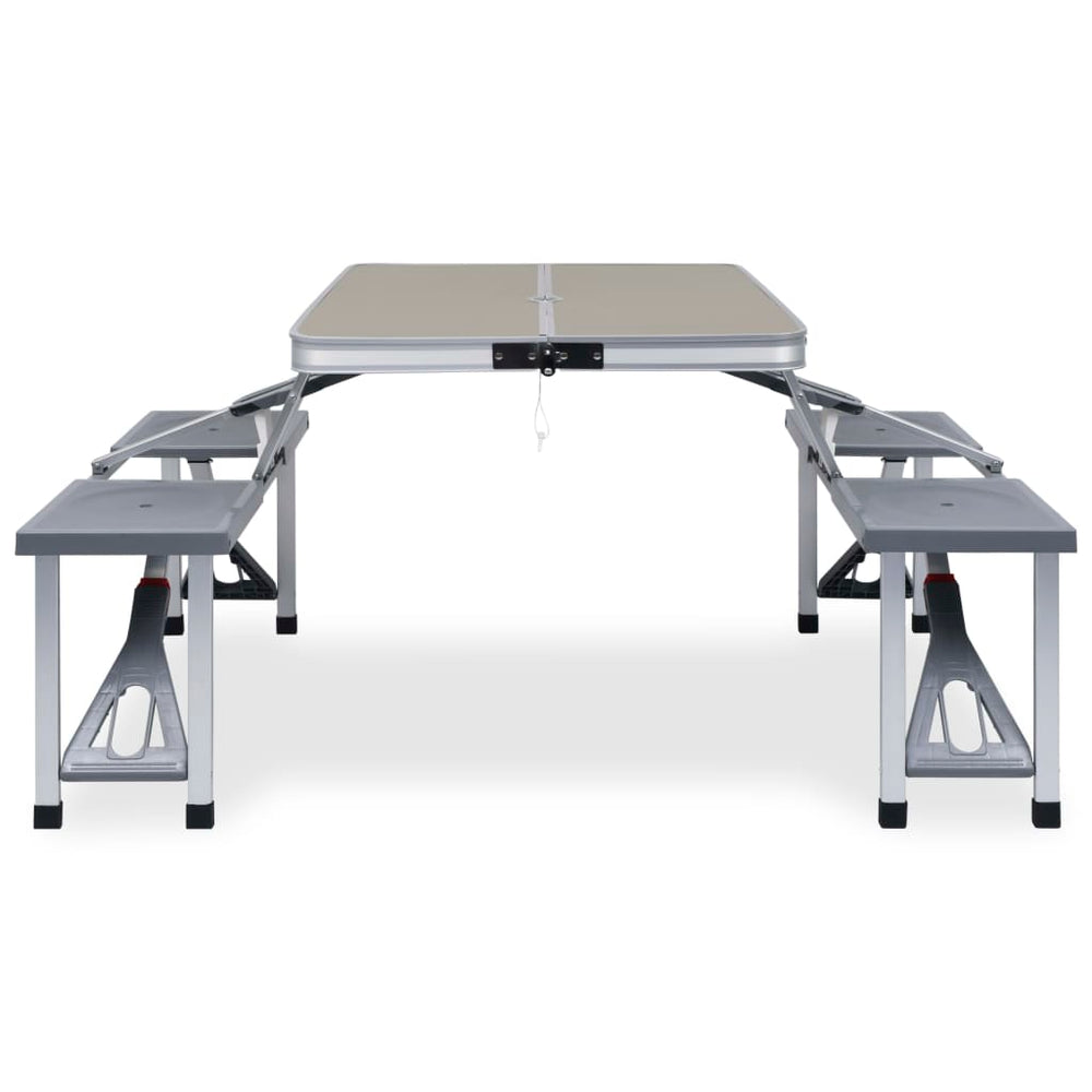 Vidaxl Camping -Tisch zusammenklappbar mit 4 Sitzen aus Stahl und Aluminium