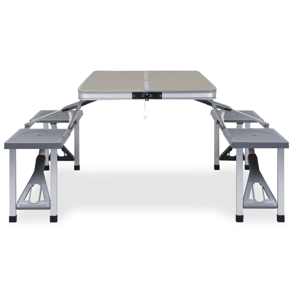 Vidaxl Camping -Tisch zusammenklappbar mit 4 Sitzen aus Stahl und Aluminium