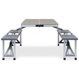 Vidaxl Camping -Tisch zusammenklappbar mit 4 Sitzen aus Stahl und Aluminium