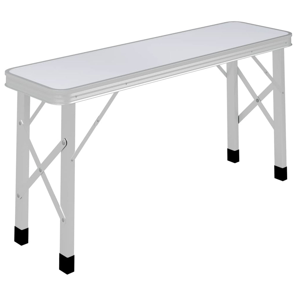 Vidaxl Camping -Tisch faltbar mit 2 Bänken Aluminiumweiß