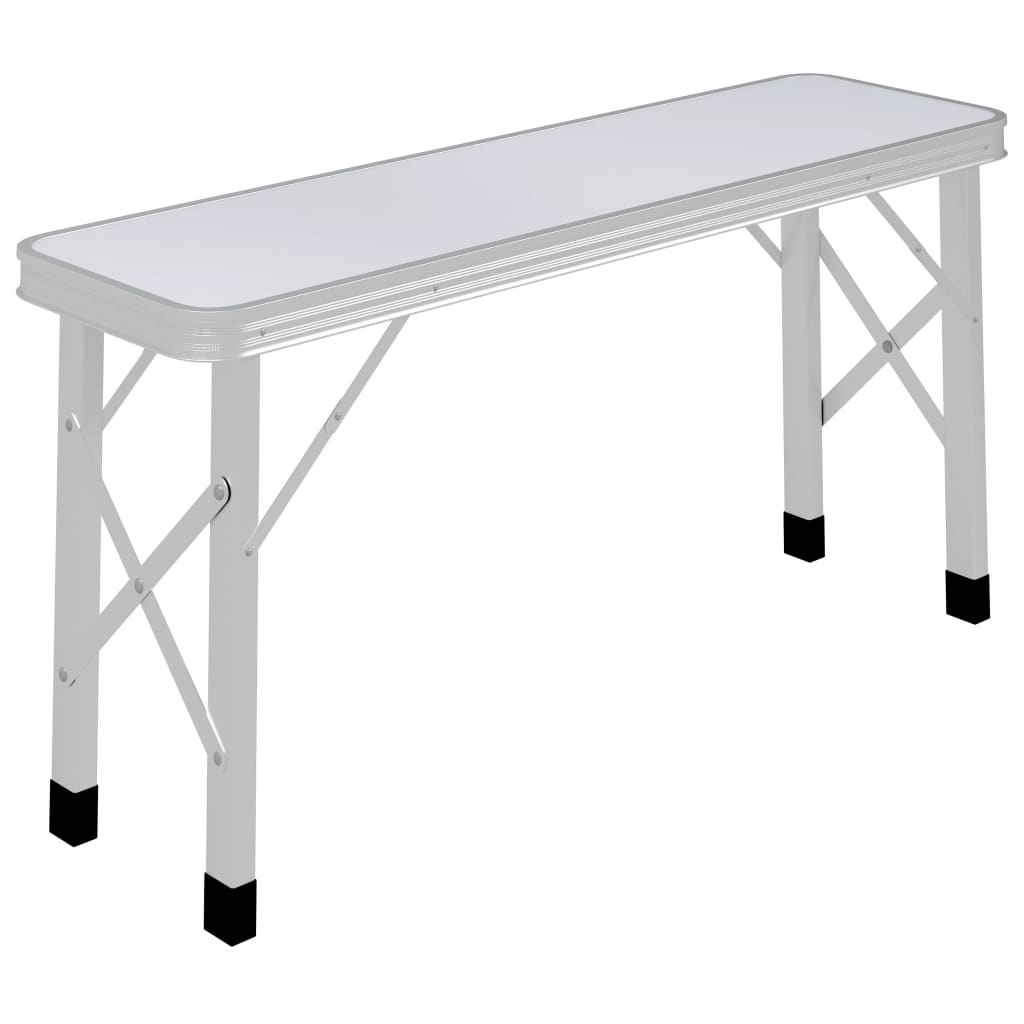 Vidaxl Camping -Tisch faltbar mit 2 Bänken Aluminiumweiß