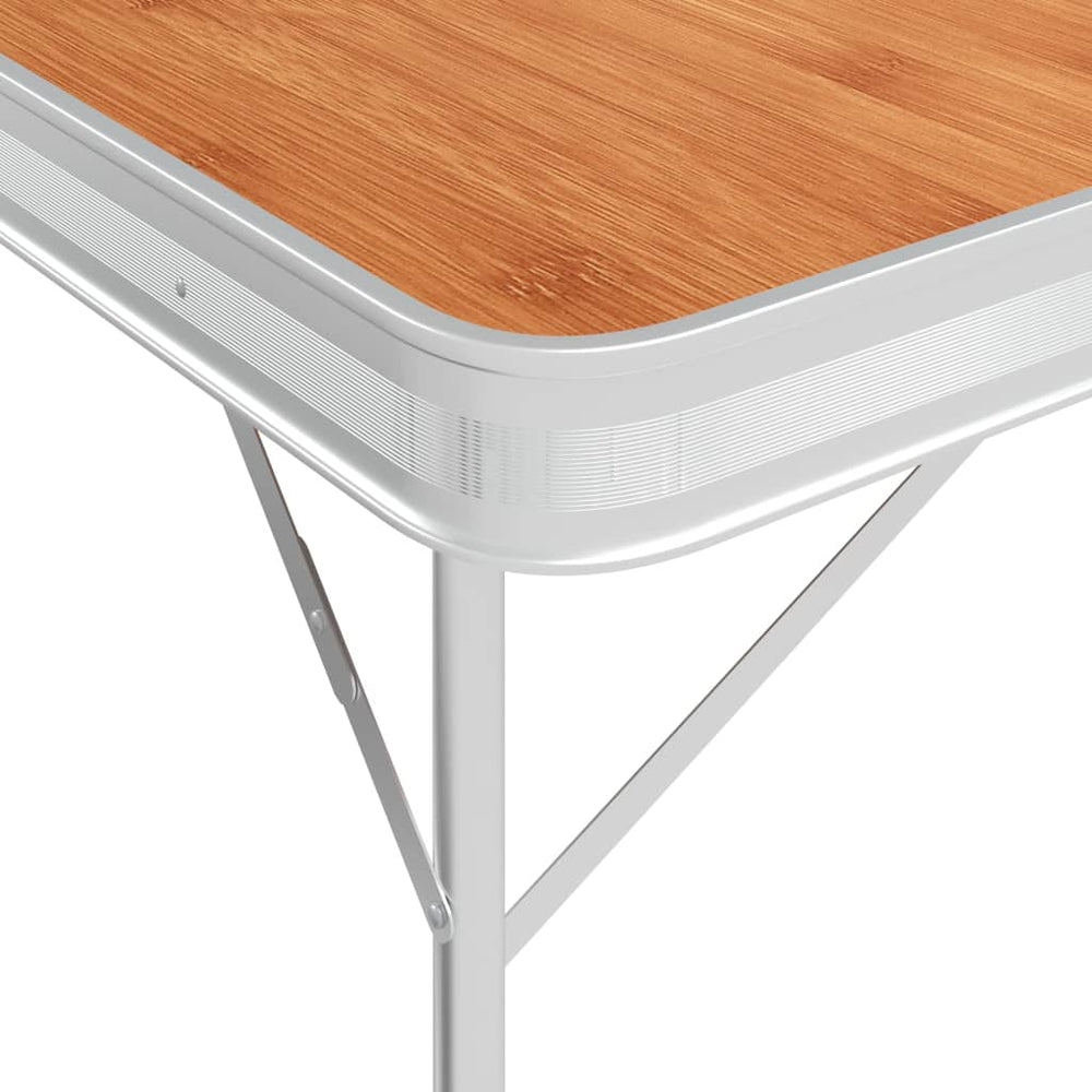 Vidaxl Camping -Tisch faltbar mit 2 Bänken Aluminiumbraun