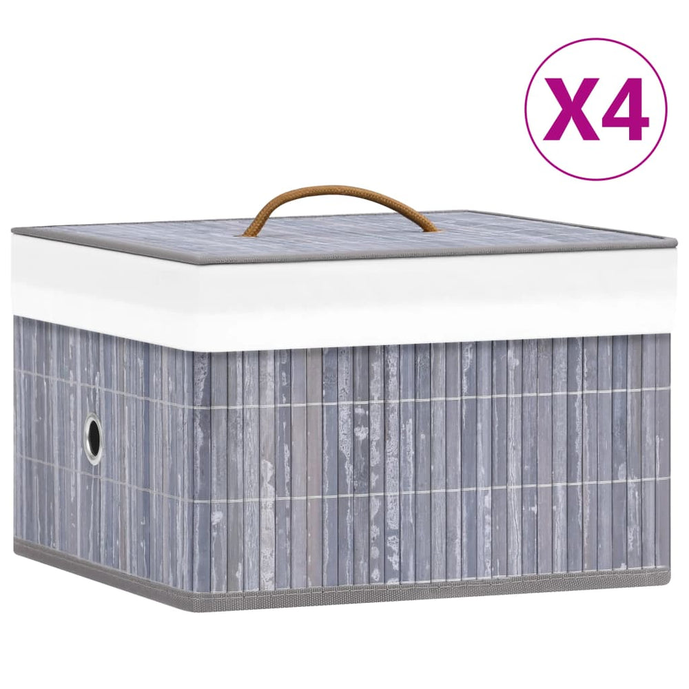 Vidaxl -Speicherboxen 4 PC Bambusgrau
