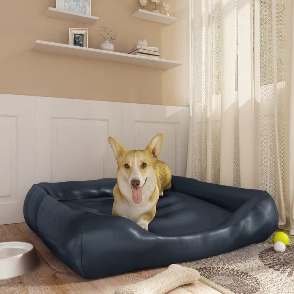 Vidaxl Hundekorb 80x68x23 cm künstliches Leder dunkelblau