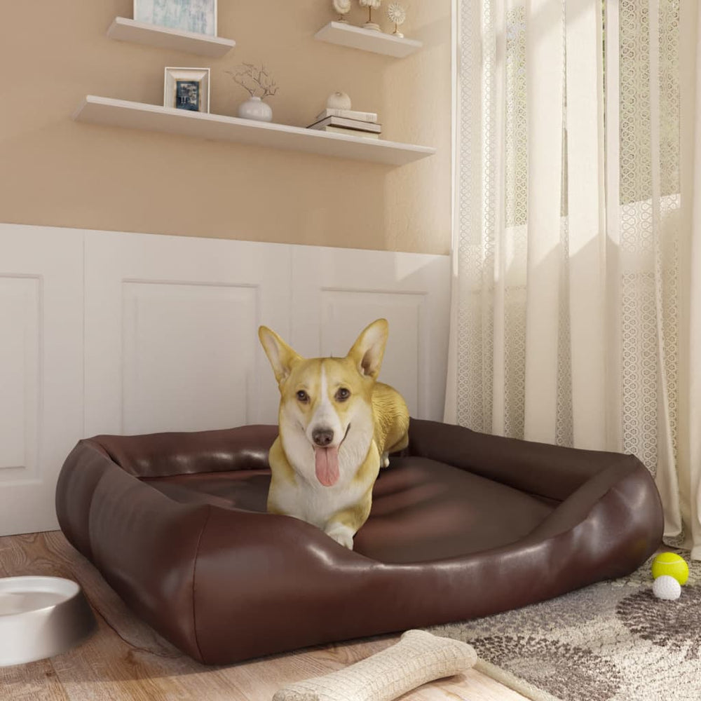 Vidaxl Hundekorb 80x68x23 cm künstliches Lederbraun