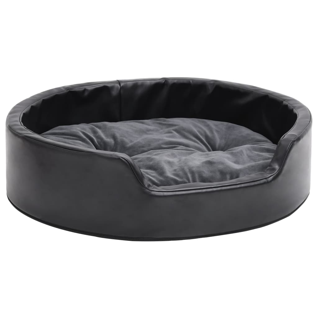 Vidaxl Hundekorb 69x59x19 cm Plüsch und künstliches Leder schwarz und dunkelgrau