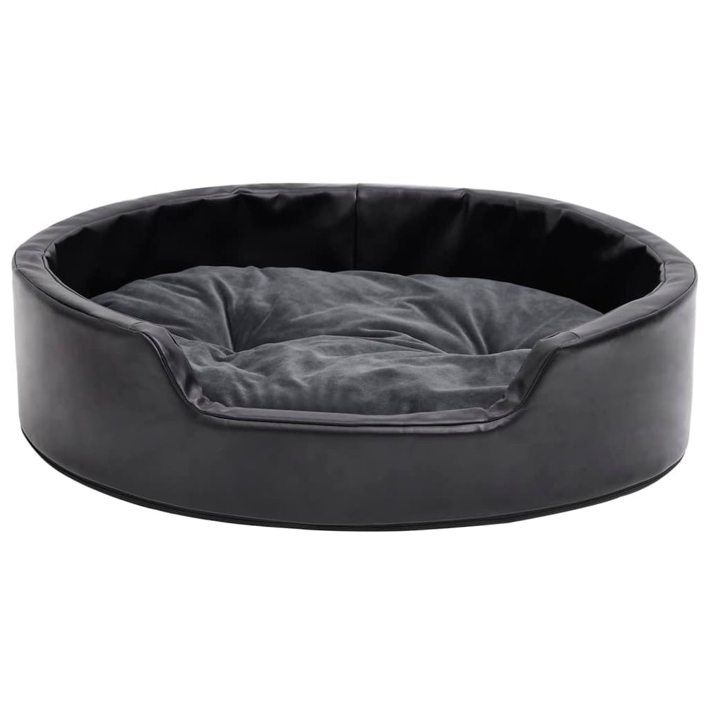 Vidaxl Hundekorb 69x59x19 cm Plüsch und künstliches Leder schwarz und dunkelgrau