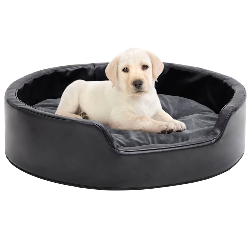 Vidaxl Hundekorb 69x59x19 cm Plüsch und künstliches Leder schwarz und dunkelgrau