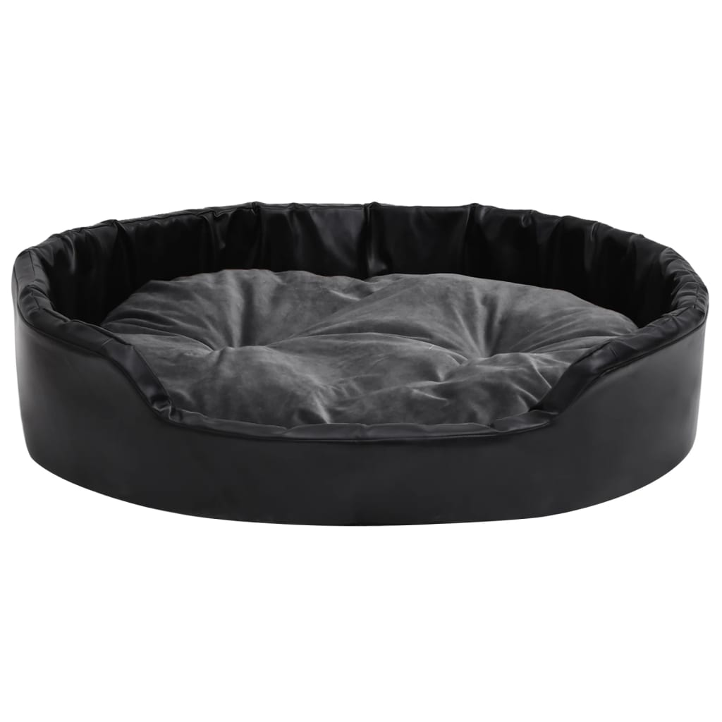 Vidaxl Hundekorb 90x79x20 cm Plüsch und künstliches Leder schwarz und dunkelgrau