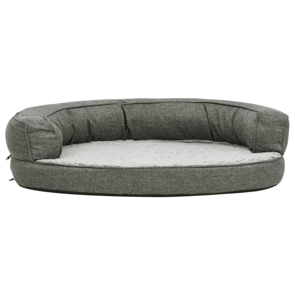 Vidaxl Hundebett Ergonomische Leinen-Look 75x53 cm Fleece Gray