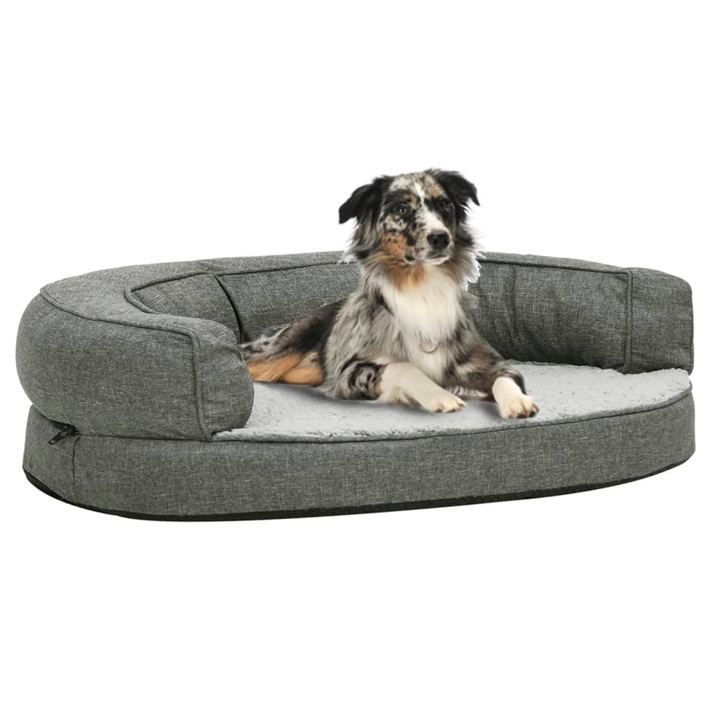 Vidaxl Hundebett Ergonomische Leinen-Look 75x53 cm Fleece Gray