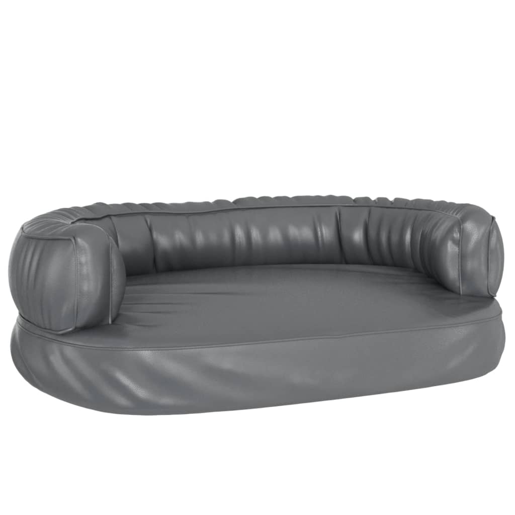 Vidaxl Hundkorb mit ergonomischem Schaum 60x42 cm künstliches Ledergrau grau