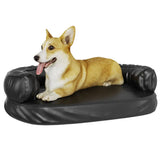 Vidaxl Hundkorb mit ergonomischem Schaum 75x53 cm künstliches Lederschwarz