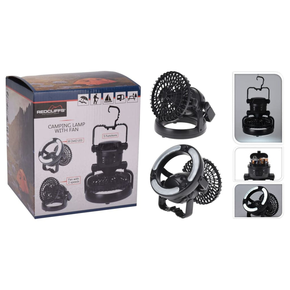 Redcliffs Campinglampe 18 LEDs mit Lüfter schwarz